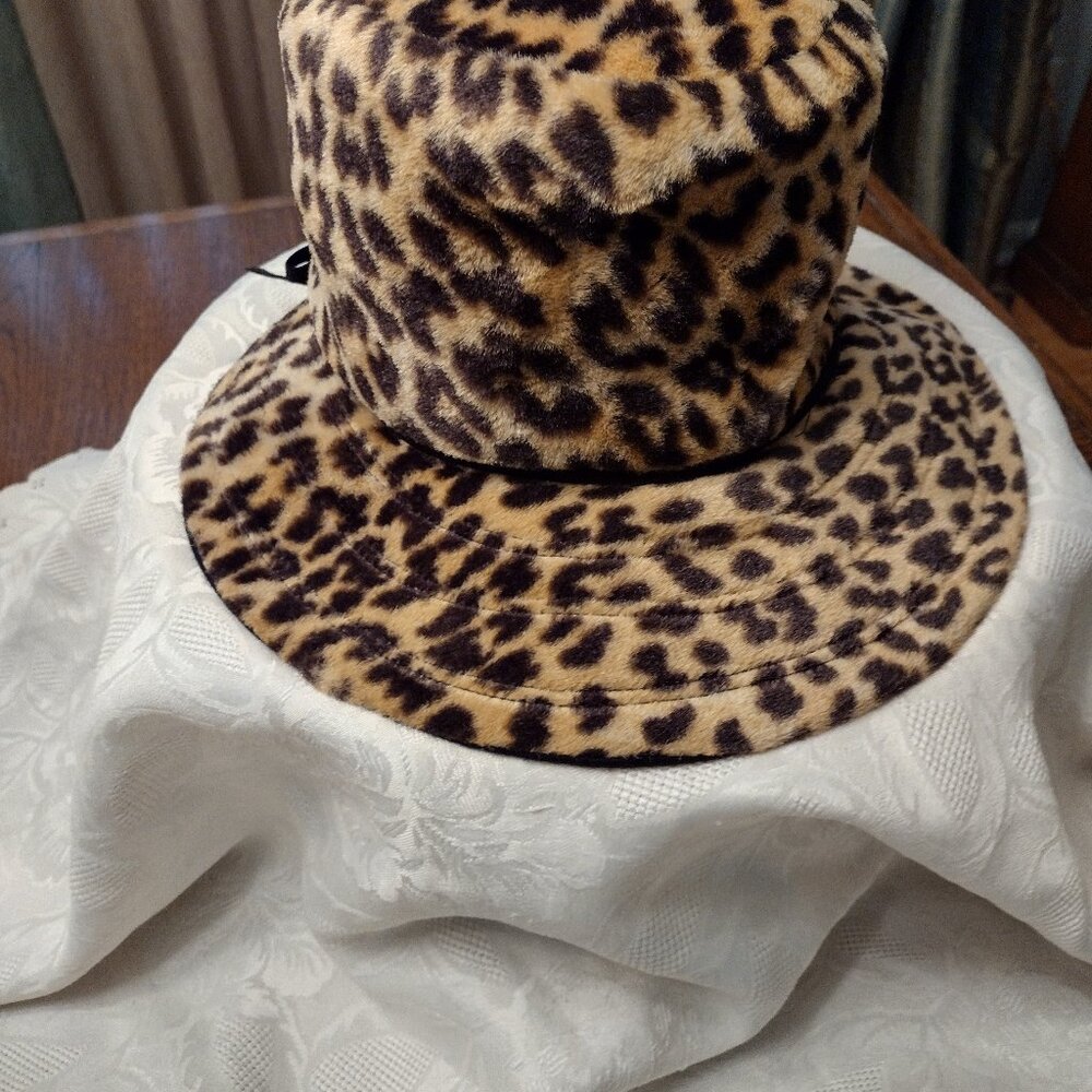 Vintage Leopard Print High Hat w/Bow LARGE - Picture 6 of 10